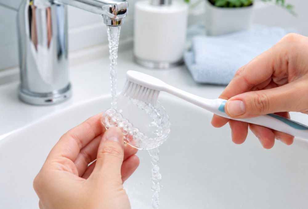 Rinsing removable retainer after removal