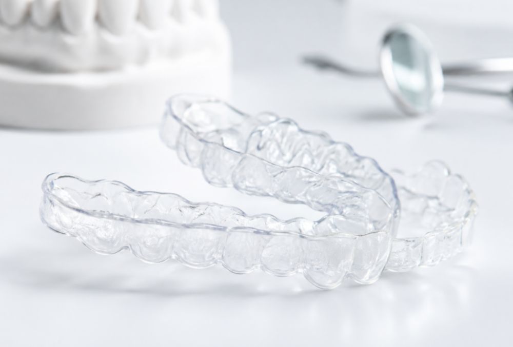 A close-up of the dental retainer
